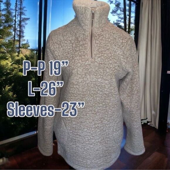 Anthropologie Love Tree Top 1/4 Zip Mock Neck Teddy Pullover Sherpa Fleece - S - Picture 5 of 16